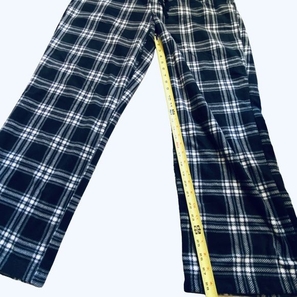 NWT Men’s Plush Fleece Lounge Pajama Pant Black/White/Gray Plaid Size XL - Picture 7 of 8